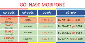 Đăng ký gói cước NA90 MobiFone dùng data 30 ngày với ưu đãi 15GB