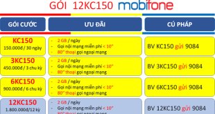 Đăng ký gói cước 12KC150 MobiFone nhận combo data+ thoại dùng cả năm phí cực rẻ