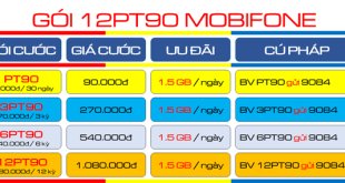Đăng ký gói cước 12PT90 Mobifone nhận 540GB sử dụng thoải mái suốt 1 năm
