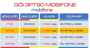 Đăng ký gói cước 3PT90 Mobifone nhận 135GB- sử dụng trong 90 ngày