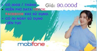 Tham gia gói cước CT90 MobiFone ưu đãi 30GB- free tiện ích giải trí liên tục 30 ngày
