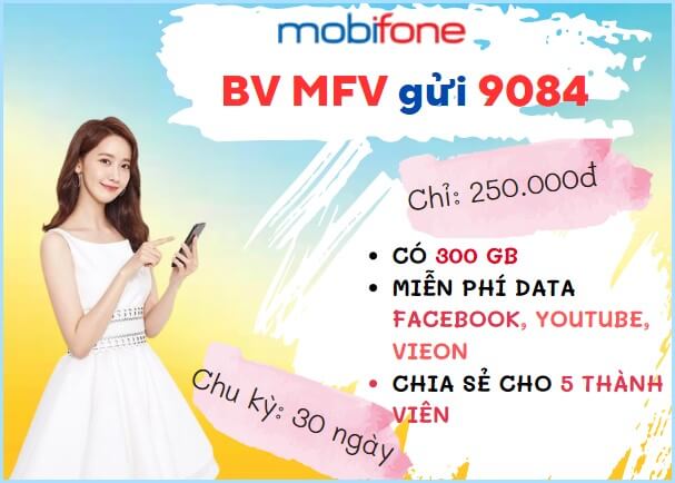 Đăng ký gói cước MFV Mobifone miễn phí gọi nội nhóm, có 300GB Data