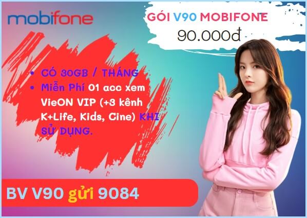 Đăng ký gói cước 12V90 Mobifone nhận 360GB- xem VieON thả ga suốt 12 tháng
