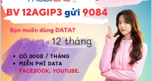 Đăng ký gói cước 12AGIP3 Mobifone nhận 360GB data online thả ga cả năm
