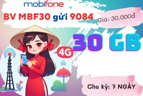 Gói cước MBF30 MobiFone: 30GB data tốc độ cao, sử dụng thoải mái trong 7 ngày