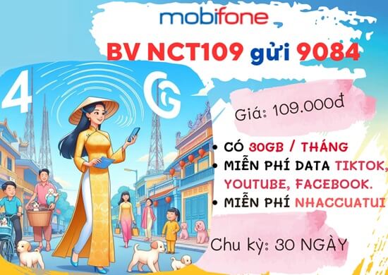 Đăng ký gói cước 12NCT109 Mobifone ưu đãi 360GB- giải trí không giới hạn suốt cả năm