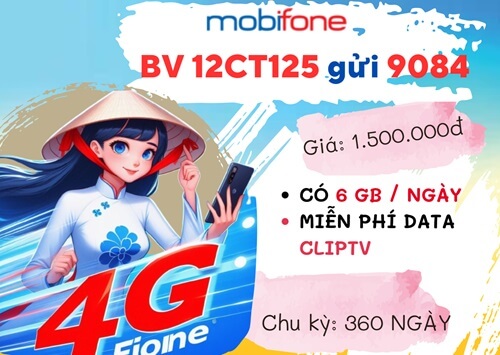 Đăng ký gói cước 12CT125 Mobifone online và dùng ClipTV giá rẻ cả năm