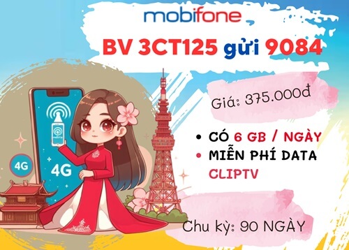 Đăng ký gói cước 3CT125 Mobifone nhận 3 tháng online và giải trí thả ga cùng ClipTV 