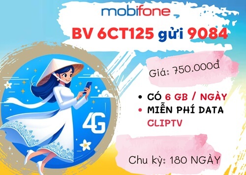 Đăng ký gói cước 6CT125 Mobifone online và dùng ClipTV nửa năm chỉ 750k