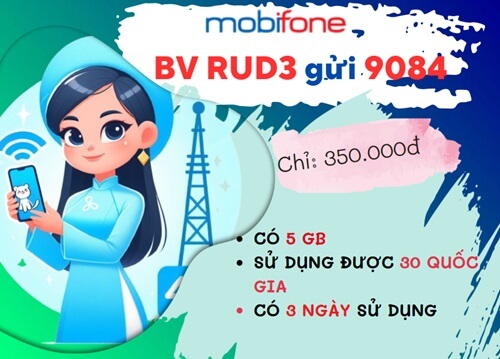 Đăng ký gói cước RUD3 Mobifone nhận 5GB online CVQT 3 ngày chỉ 350k