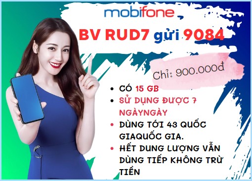 Đăng ký gói cước RUD7 Mobifone online cả tuần với ưu đãi 15GB data CVQT 