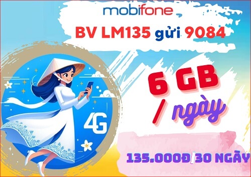 Đăng ký gói cước LM135 Mobifone chỉ 135k nhận 180GB data