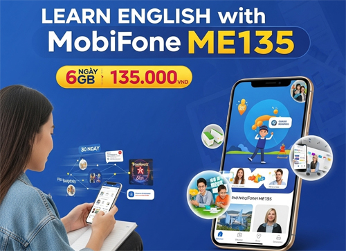 Đăng ký gói cước ME135 Mobifone dùng data và học tiếng Anh thả ga nửa năm