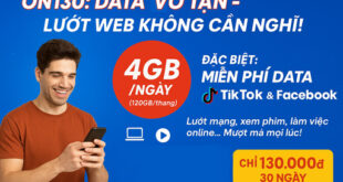 Gói cước ON130 MobiFone – 4GB mỗi ngày, “xả láng” TikTok & Facebook chỉ 130.000đ/tháng